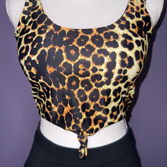 NEW Zaful Leopard Print Scoop Neck Knotted Tankini Top - Picture 8 of 16